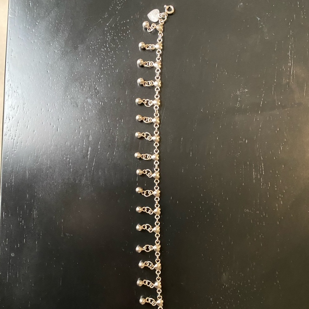 Silver anklet with hearts